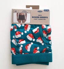 Old Navy Mens XXXL Built-In Flex Boxer Brief Teal Green Santa Hat 4.5" Inseam
