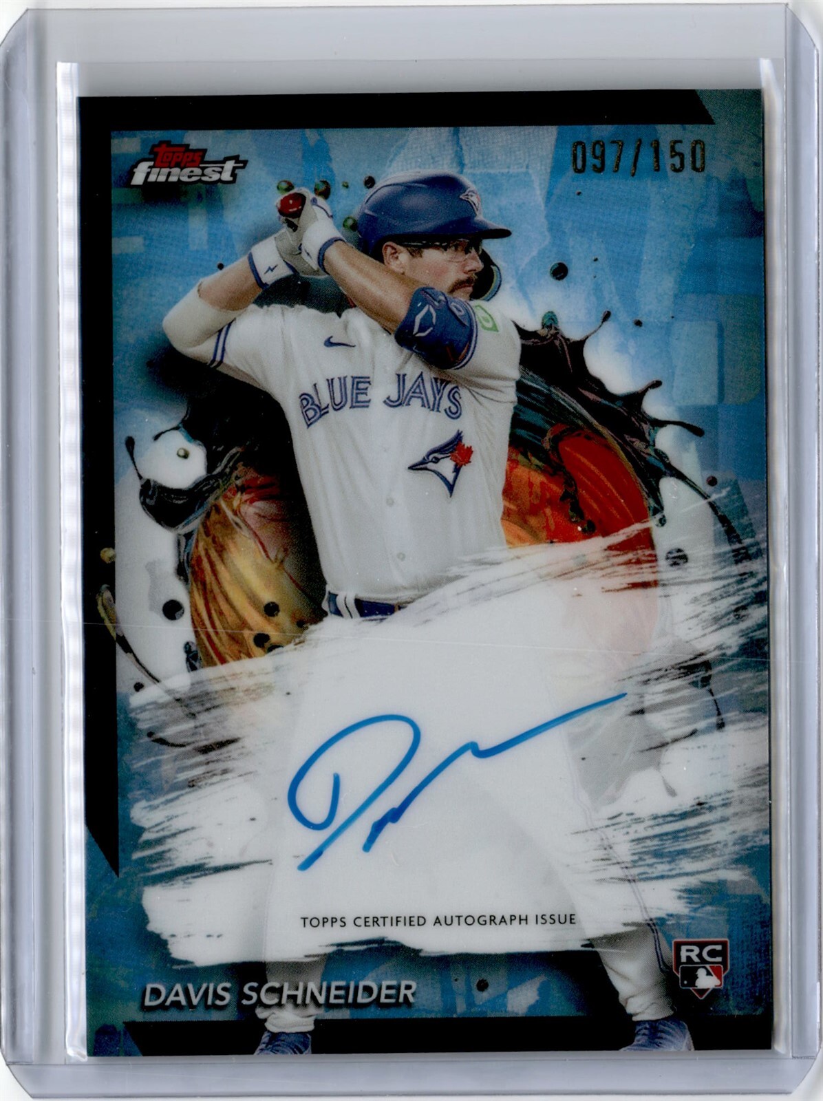 2024 Finest Sky Blue Refractor Davis Schneider Auto 97/150 RC (B41) Blue Jays