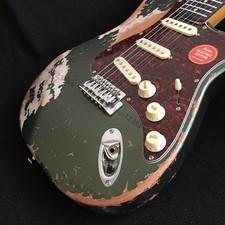 Heavy Aged Electric Guitar Olive Army Green No Logo  Stainless Rounded Fret Edge