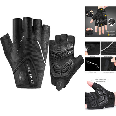 Fahrradhandschuhe Halbfinger Gel Stoßdämpfung Atmungsaktiv Klettverschluss