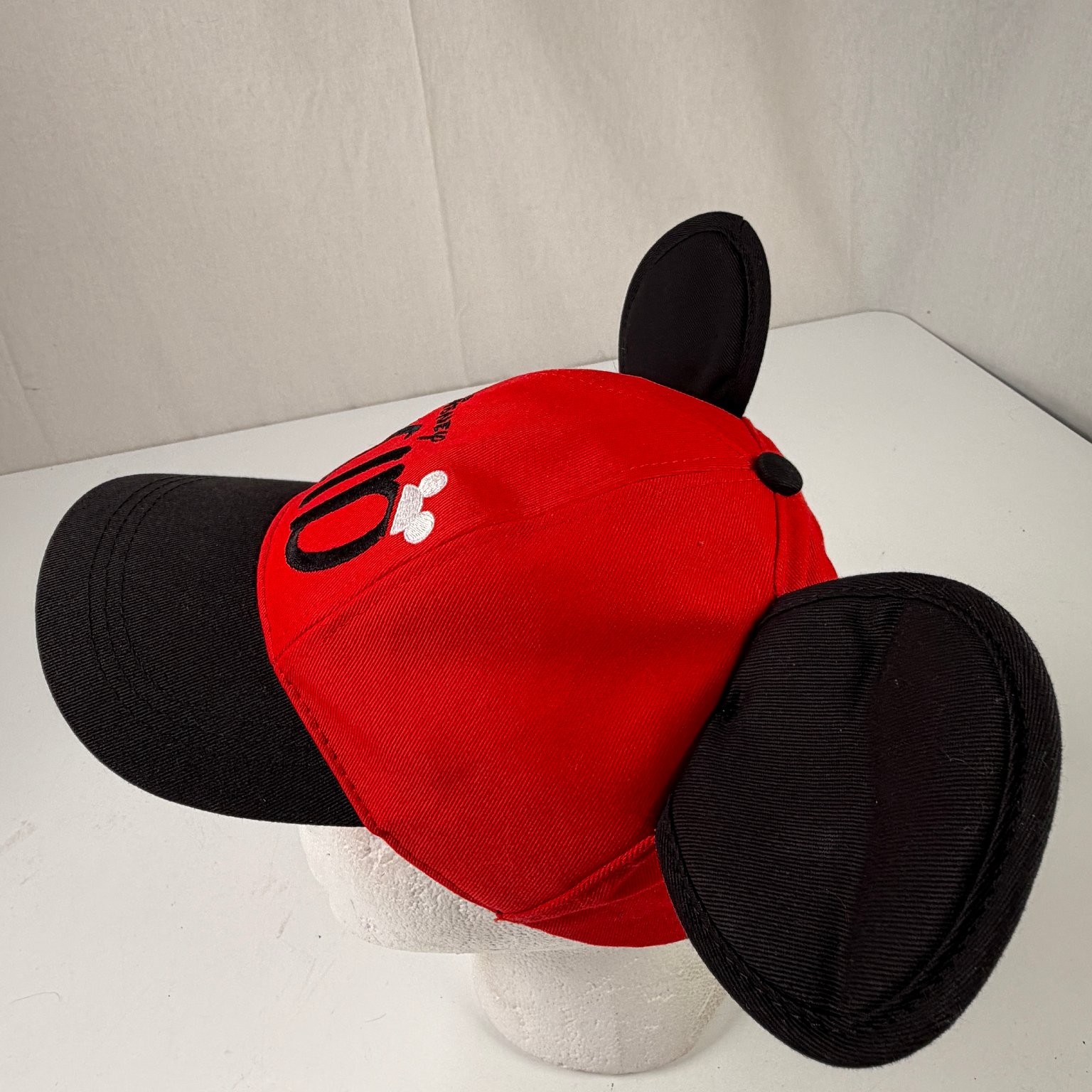 Disney Boys Youth Red Black Baseball Cap Mickey Ears 54-57CM Cotton Adjustable image 4