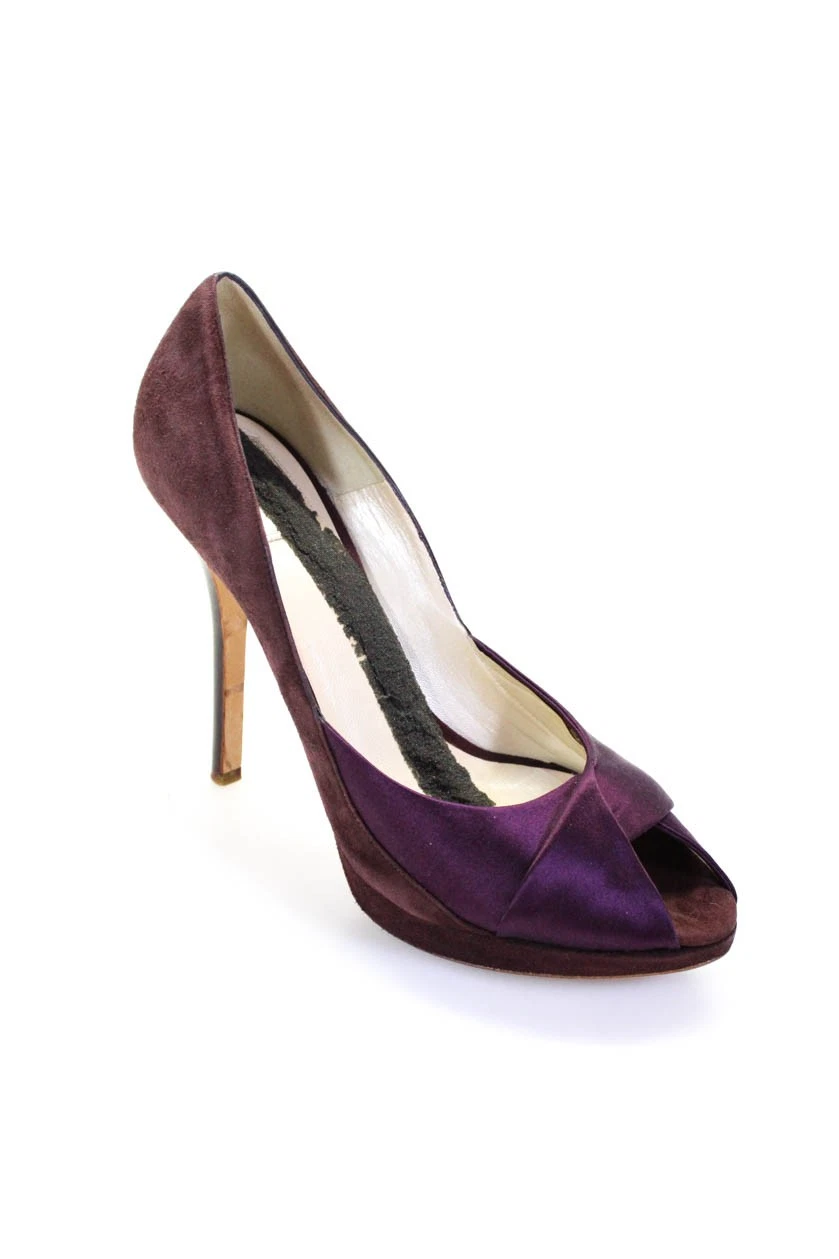 Escarpins femme Christian Dior plateforme daim violet talons hauts pointure 8,5