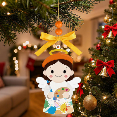 Artist Angel Easter Ornaments Wooden Hanging Angel Ornament Xmas Tree Decoration