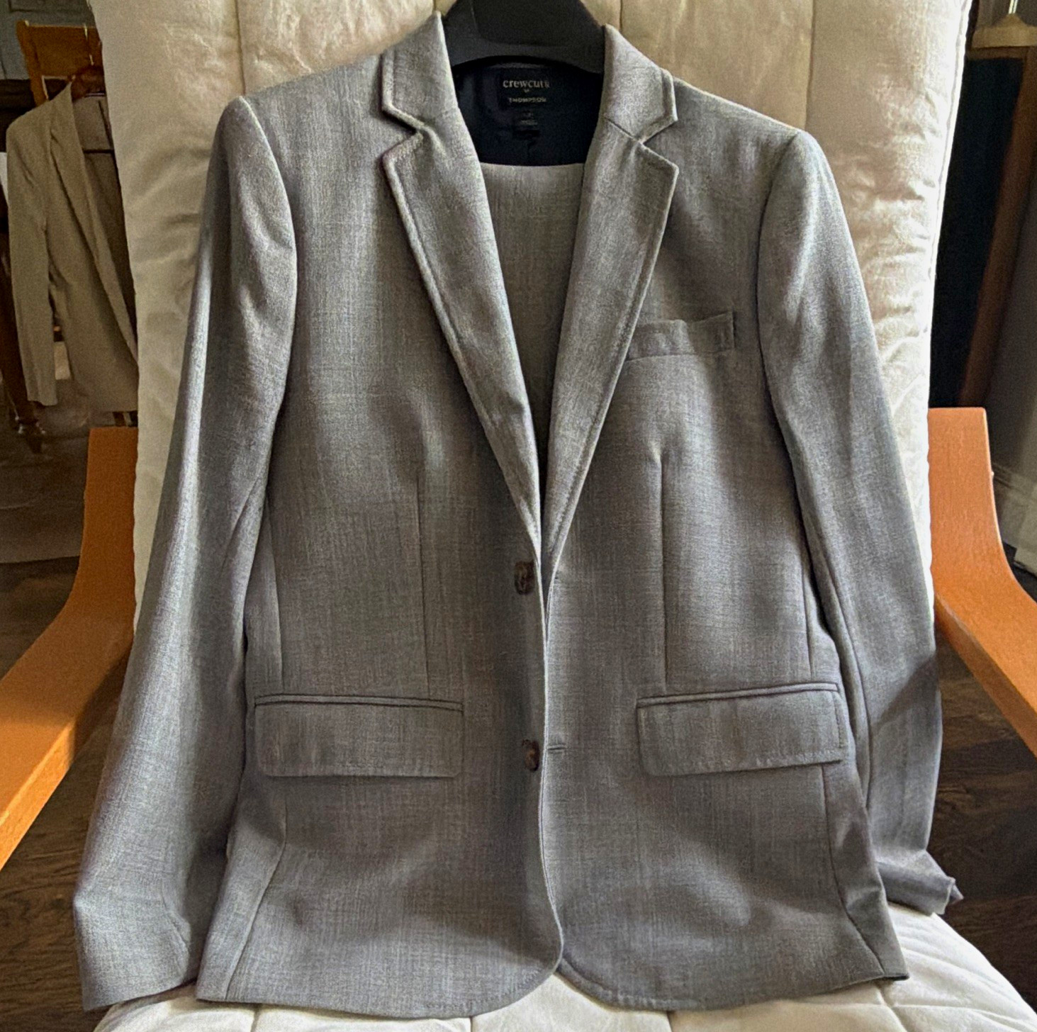 J Crew crewcuts Thompson Boys 2-Piece Wool Suit Set Gray Jacket & Pants Size 12