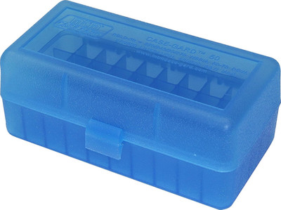 50 round Flip-Top Rifle Ammo Box WSSM, 500 S&W (Clear Blue) , 2.46-Inch