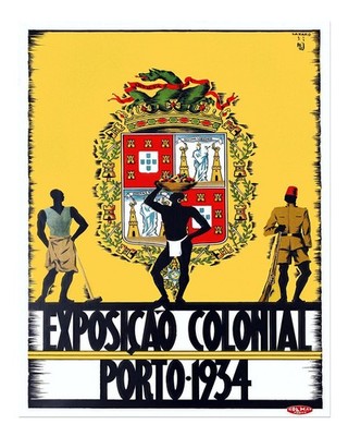 Vintage Plakat Wandkunst Exposi��o Colonial Porto 1934 Urbane Szene Po