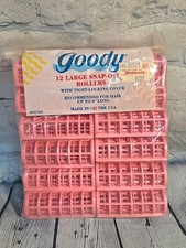 Vtg 1989 Goody 12 Large Snap Over Hair Rollers Pink Plastic Snap-Over Sealed