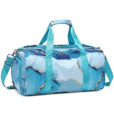 Gilded Cyan Gymnastics Duffle Bag with Shoe Compartment, Small Travel Weekend...