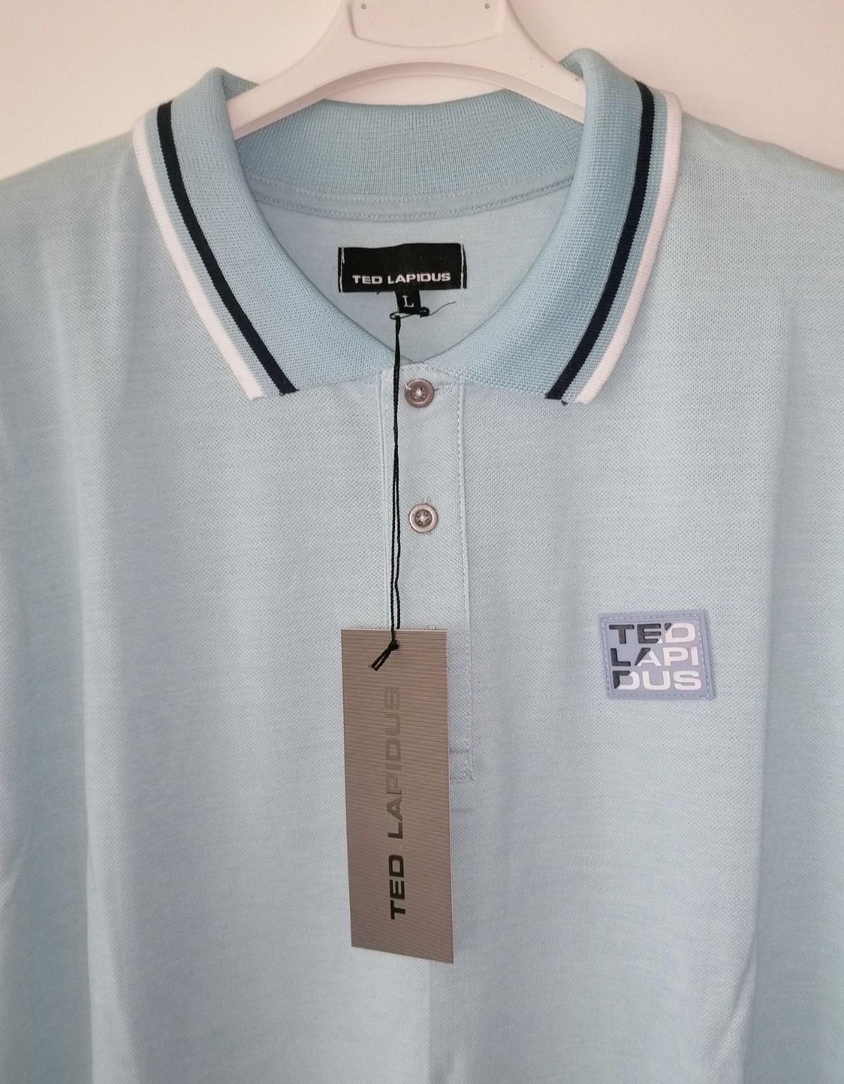 Ted Lapidus Homme Mens Polo Shirt Size L Short Sleeve Polo Lightweight Thin New image 3