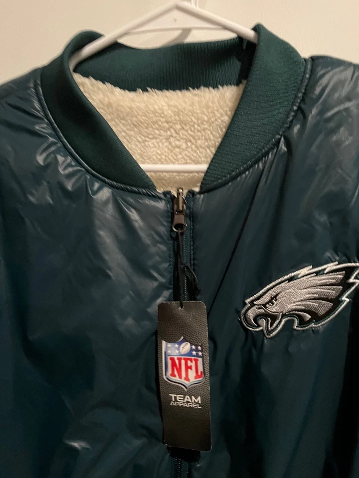 Chaqueta Sherpa Philadelphia Eagles NFL Reversible Satén Verde Blanco Juvenil XL NUEVA CON ETIQUETAS Foto 2 de 4
