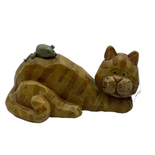 Blossom Bucket Tabby Cat & Mouse Figurine 5.5”x3” Suzi Skoglund