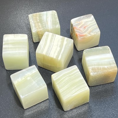 Green Banded Pistachio Calcite Crystal Cube Block Carving Gemstone Decor Supply