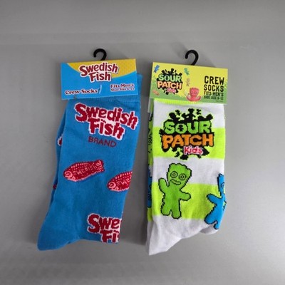 Odd Sox Swedish Fish Sour Patch Kids Crew Socks Mens Size 6-12 Candy Novelty Lot