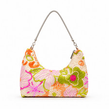 Women's Sparkling Sequin Floral Shoulder Bag Clutch Bridal Wedding Prom Handbag