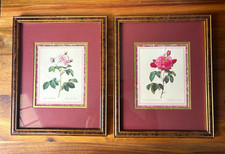 Set of 2 Wood Matted Floral Picture Frames Brown/Gold/Red 8x10 Clear Glass