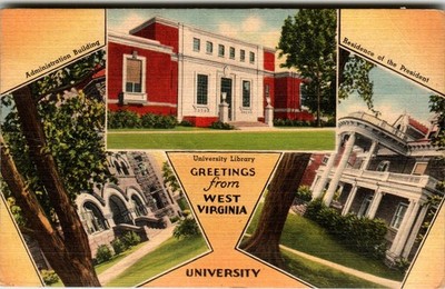 West Virginia University Postcard Morgantown WV Campus Multi-View