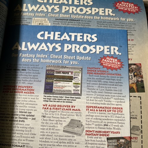 2000 Fantasy football Index Y2K Sports Magazine Kurt Warner Cheat Sheet Clean - Picture 6 of 12