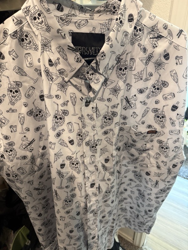  Last Call Martini Cocktail Button-Short Sleeve Shirt Men, 2XL