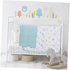Crib Bedding Sets for Boys 5 Pieces Includes Baby Crib Sheets x2, Teal, White