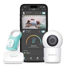 Smart Sock Shoe Baby Monitor & 2.5K PTZ Camera - Track Heart Rate, Sleep Move...
