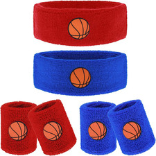 6Pcs Sports Sweatbands Set for Kids - 2 Headbands  4 Wristbands, Moisture Wicki