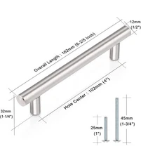 Probrico 10 Pack 4 Inch Modern Cabinet Handles Satin Nickel, Stainless Steel NEW