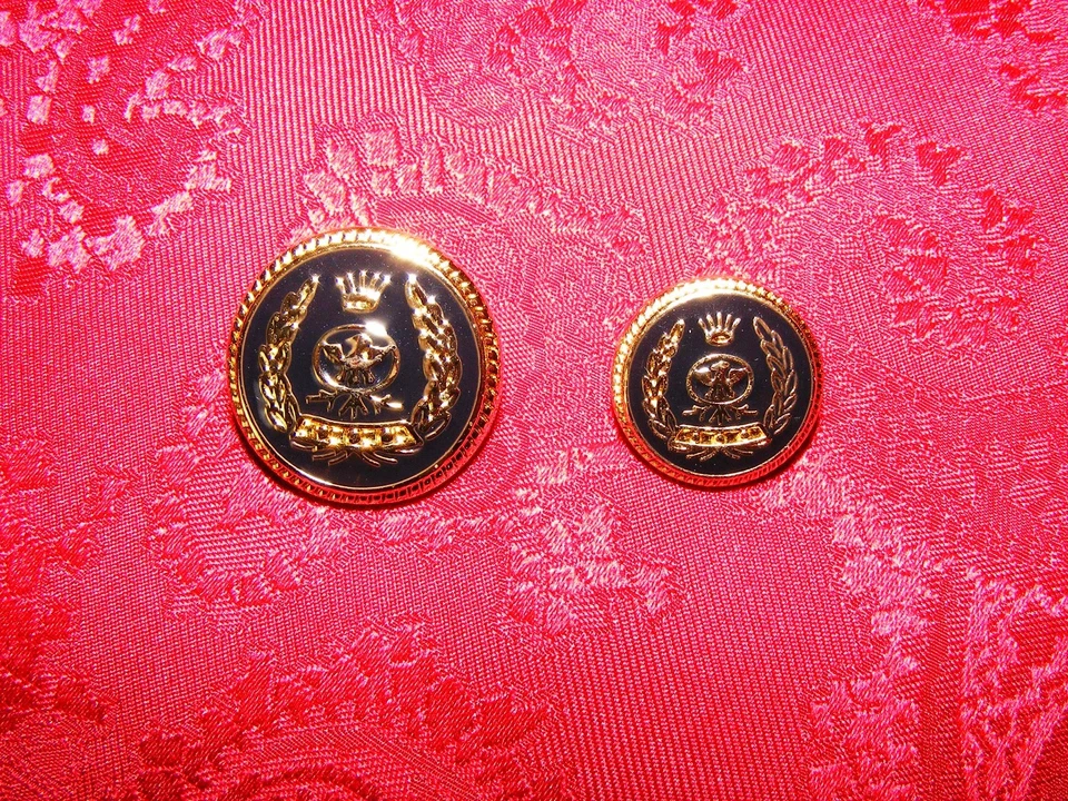 JUEGO DE BOTONES BLAZER DE REPUESTO CORONA ÁGUILA ESCUDO DE ARMAS ESMALTE DORADO Y NEGRO Foto 2 de 4