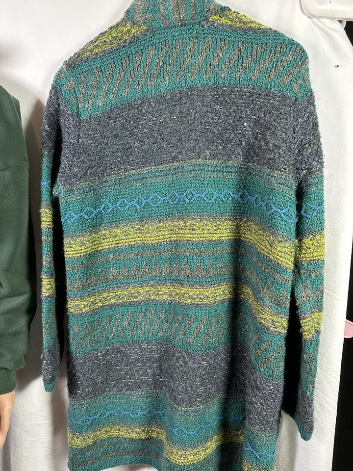 J Jill Wool Alpaca Long Cardigan Womens XL Green Button Up Grandma Cottage Q443 - Image 4 of 4