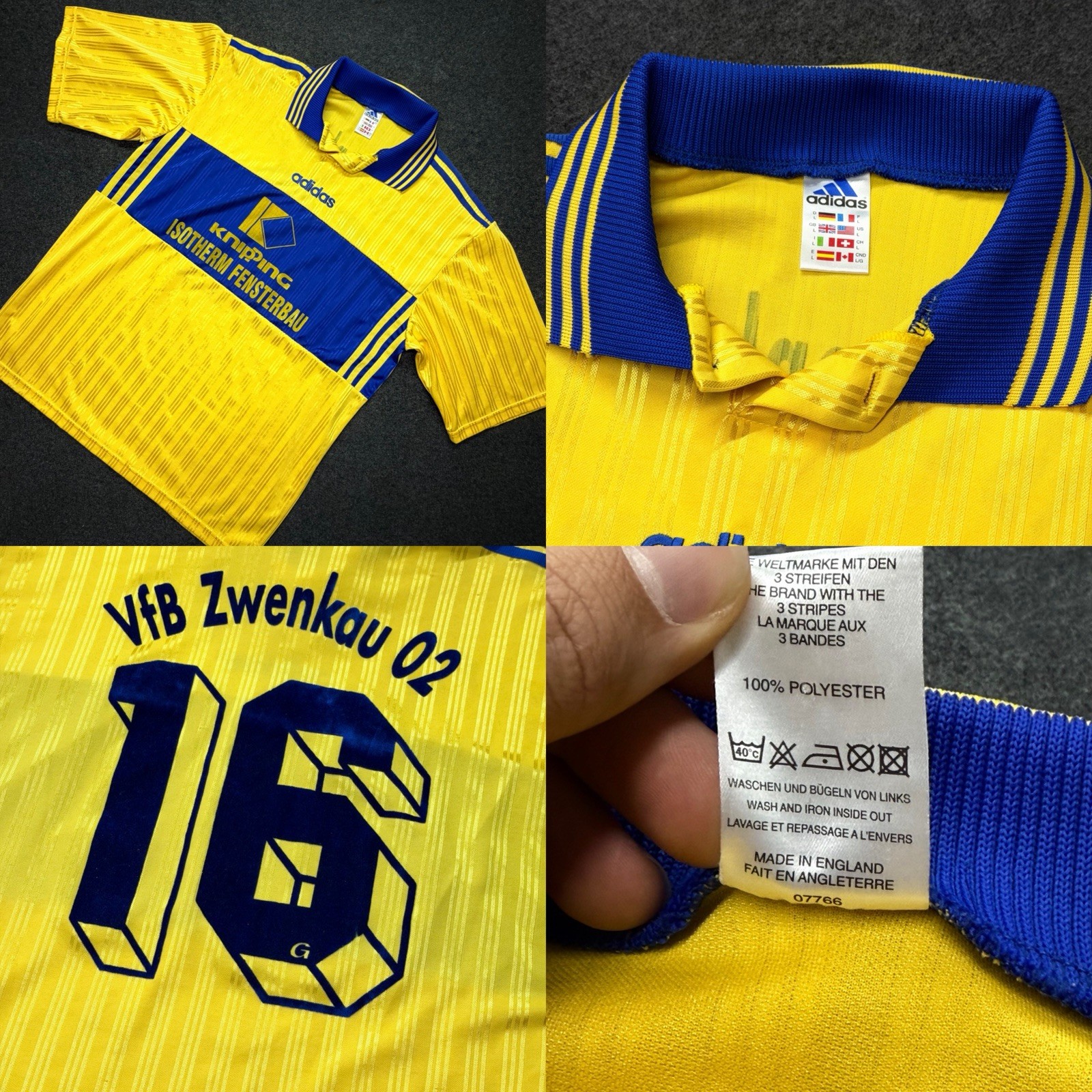 Vintage Adidas VfB Zwenkau 02 Football Jersey #16 Germany Size L