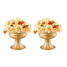 10PCS 16cm/6.3' Tall Wedding Flower Vase, Metal Wedding Centerpiece, Gold Floral