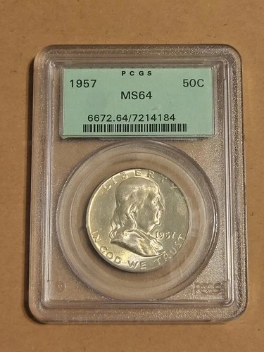 1957 Franklin Half Dollar 50c PCGS MS64 *OGH* Old Green Holder, Beautiful Coin