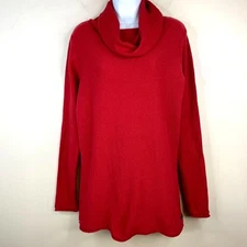 Columbia Womens ANGORA BLEND Cowl Neck Sweater Size L Red COZY Tunic Long Sleeve