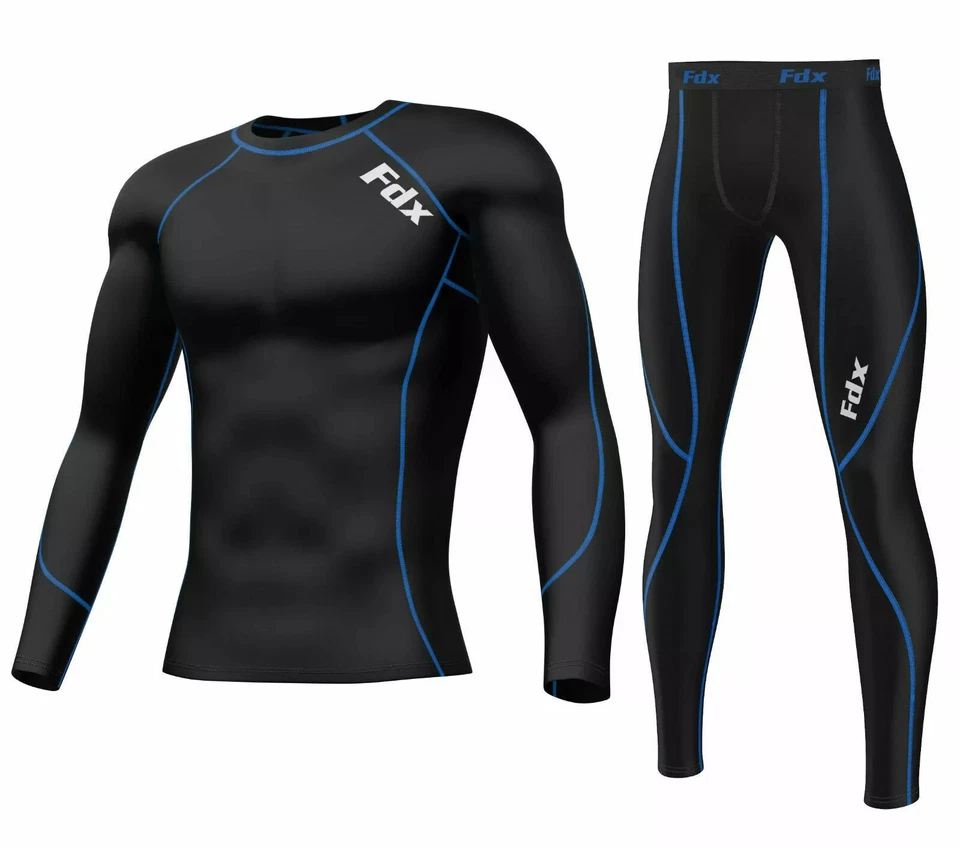 FDX Mens Compression Armour Base layer Top Skin Fit + compression Leggings set  - Image 2 of 4