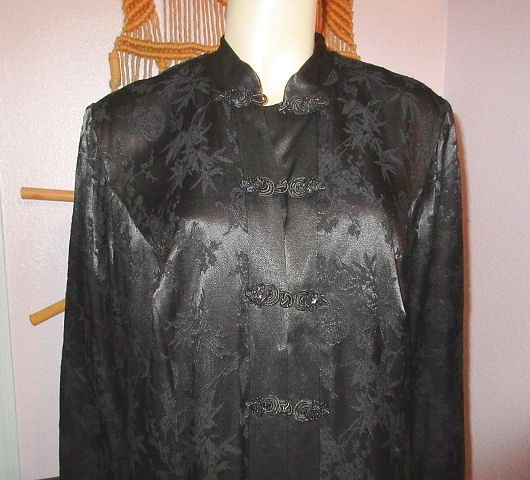 Vtg Velvet Jacquard Opera Coat L Evening Duster Old Money Regency
