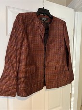 Kasper Orange Brown Tweed Blazer Jacket Sz 8 career office Tailored Fully Lined