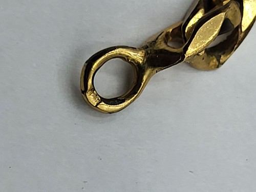 Collier chaîne gourmette dorée vintage plaqué or maillons travaillés unisexe - Photo 7/7