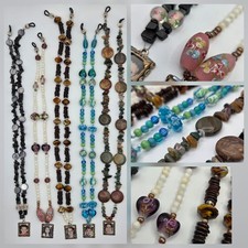 Lot of 5 Eyeglass Loop Chain Holder Lanyard Jewelry Lampwork Glass Gemstone Art