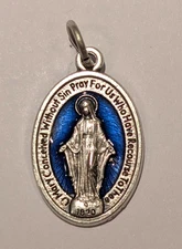 Catholic Blue Enameled Miraculous Medal - Made in Italy