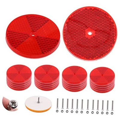  36Pcs Round Front Reflector Driveway Trailer Reflectors, 3 Inch Reflective Red