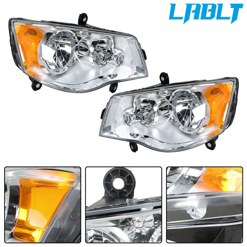 LABLT Pair Headlights For 11-19 Grand Caravan 08-16 Chrysler Town&Country - Image 4 of 4