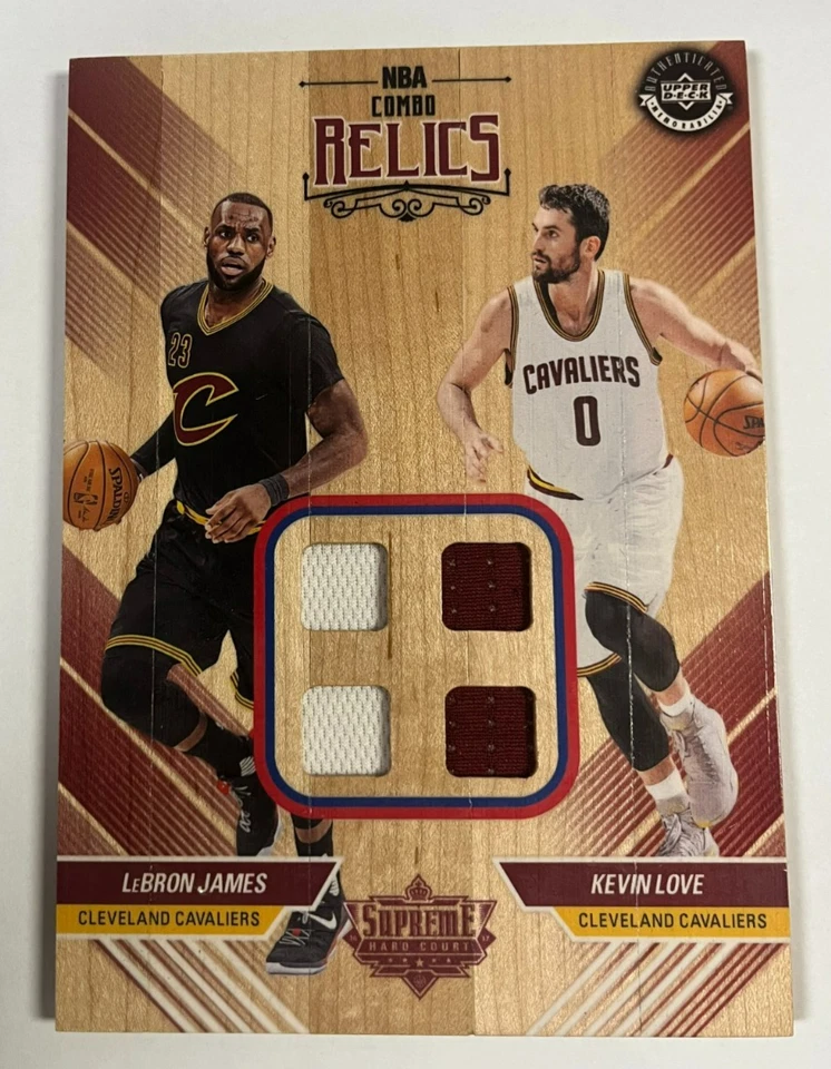 2017-18 Upper Deck Supreme Hardcourt NBA Combo Relics LeBron James & Kevin Love - Image 2 of 4