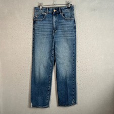 Zara Womens Size 6 High-Waist Straight-Leg Denim Jeans Medium Wash Ankle Slit
