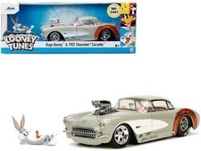 Jada Toys - 124 Looney Tunes - 1957 Chevy Corvette With Bugs Bunny Figure New Jada Toys - 124 Looney Tunes - 1957 Chevy Corvette With Bugs Bunny Figure New