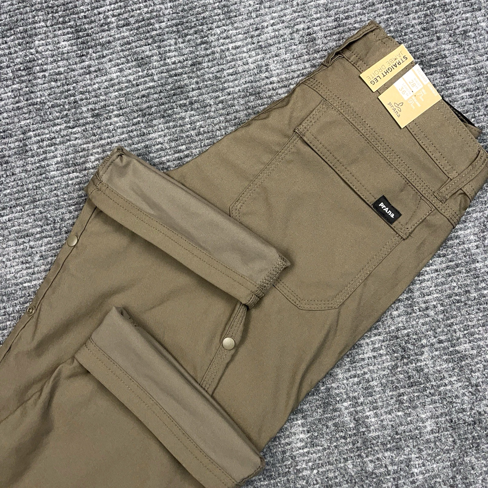 PrAna Stretch Zion Pant Men's 28x36 straight Fit Hiking Cargo Roll UP Mud NWT
