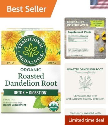Organic Dandelion Root Tea - Supports Digestion & Stress Relief - 16 Tea Bags