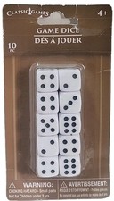 Set of 10 16mm Six Sided D6 Chamferred Edge Square Dice White Replacement PT9 