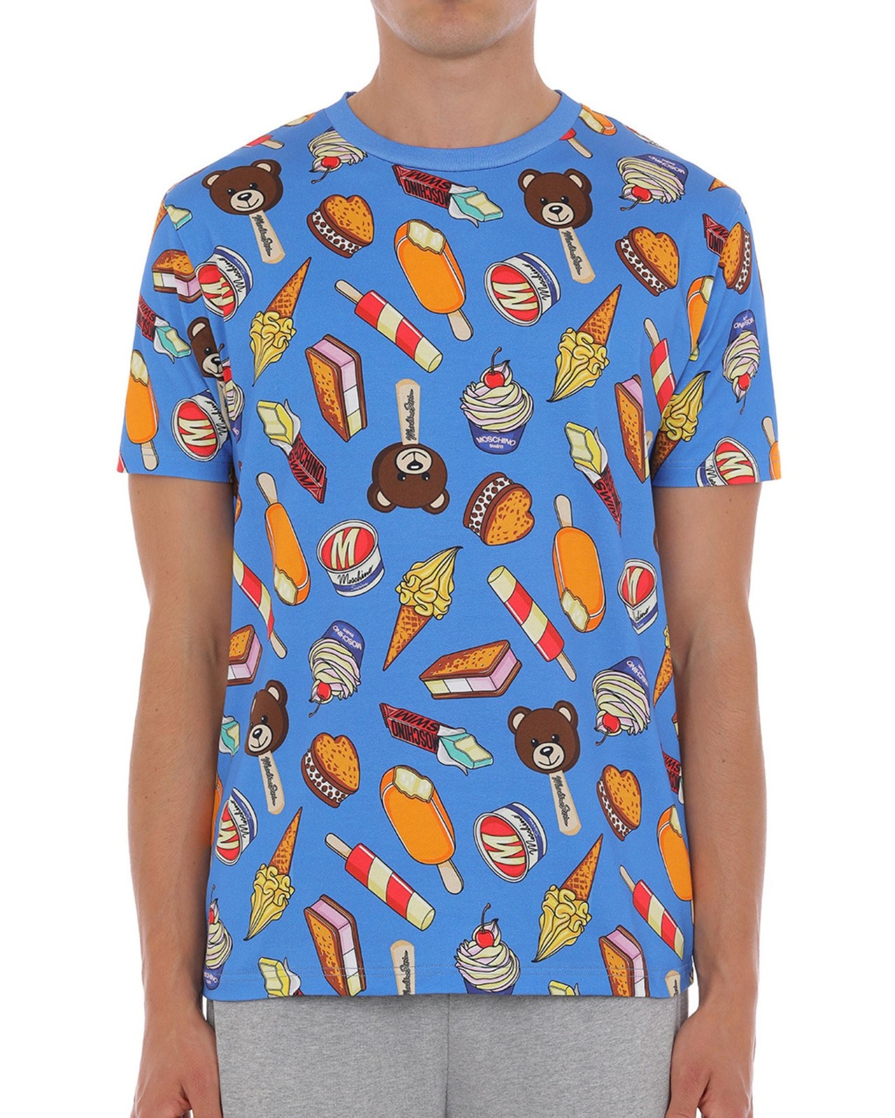 Футболка для плавания Moschino A07129413 Kurzarm Herren Blau 24990₽