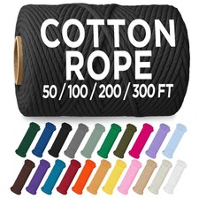 Cotton Rope 3/16 5 mm 300 FT Strong All-Purpose Braided Rope Natural...