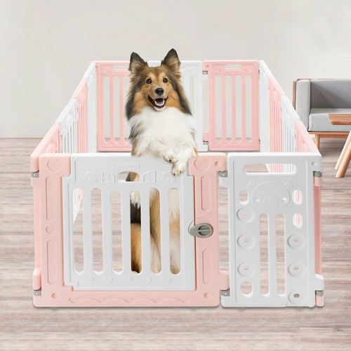 Parque infantil cerca 11 paneles para mascotas perros 25,6"" altura ejercicio con puerta interior - Imagen 6 de 19