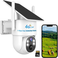 4G LTE Solar Security Camera, 2K Night Vision, 360 View, No WiFi Needed